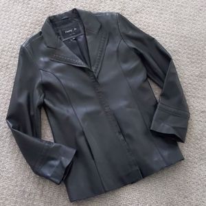 Incredible Vtg Pasha & Jo Y2K/Mob Wife Black Braided Trim Leather Jacket…